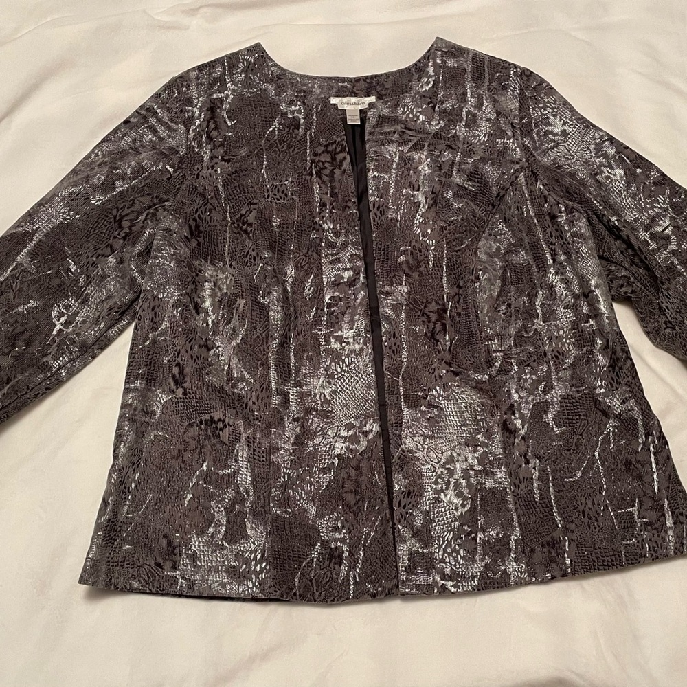 Dressbarn Textured Black and Gray Blazer